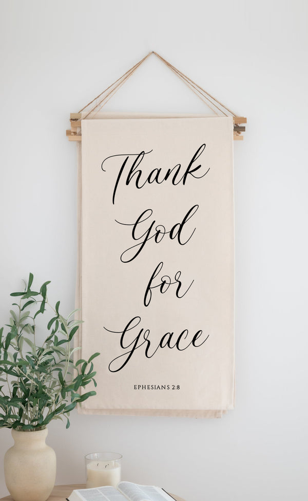 Hanging Scroll Banner | Thank God For Grace