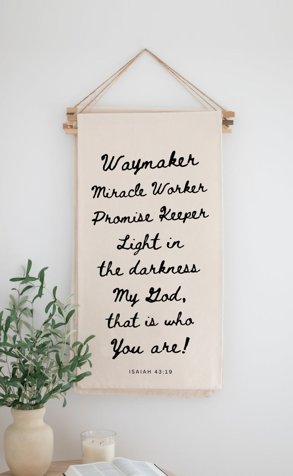 BANNER WAYMAKER | 18x36 Elegant Natural Canvas Phrase/Scripture Art ...