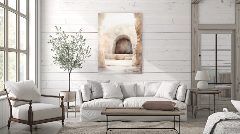 The Empty Tomb – A Symbol of Resurrection & Hope | Watercolor Art on Wood