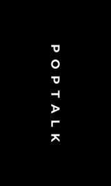 Black Poptalk divider card with white vertical POPTALK lettering and clean white margins from the Beautifully Backwards deck.