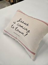 “Jesus Is Coming to Town” Christmas Pillow – Inspired by Revelation 22:12 | Faith-Filled Holiday Décor Gift