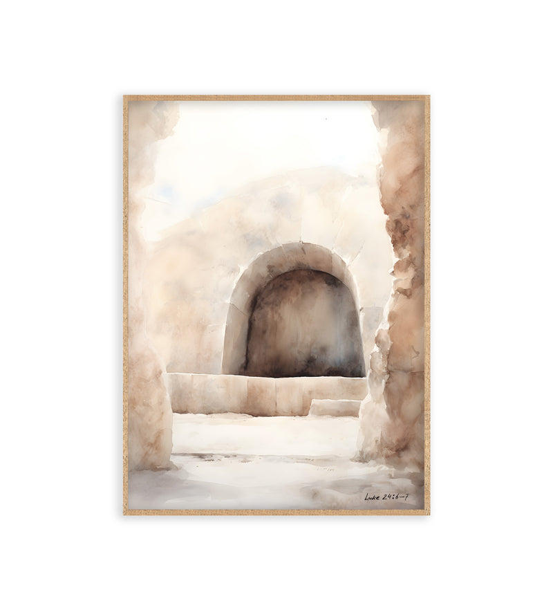 The Empty Tomb – A Symbol of Resurrection & Hope | Watercolor Art on Wood