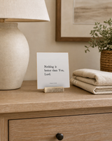 Nothing Is Better Than You, Lord 4x4 Christian shelf sitter with natural wood base, styled in a guest room dresser scene.