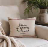 “Jesus Is Coming to Town” Christmas Pillow – Inspired by Revelation 22:12