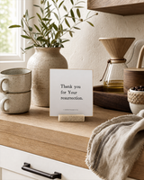 Thank You for Your Resurrection 4x4 Christian shelf sitter with natural wood base, styled in a modern farmhouse kitchen nook scene.